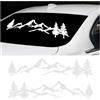 CGEAMDY 2 Pezzi Adesivi per Auto Albero Montagna, Adesivi per Auto in Vinile Albero Montagna E Foresta Decalcomanie, Accessori Decorativi Universali per Auto, Camion, Camper, Roulotte(Bianco)