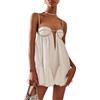 Niceyoeuk Mini abito da donna Y2K con cinturino a spaghetti per uscire abito a basso taglio Backless Sling Dress Bodycon Cocktail Party Dress Clubwear, Bianco 01, S