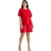 FIORELLA RUBINO: T-Shirt con Pieghe Laterali Curvy Size Rosso Stagione Primavera Estate 2025.