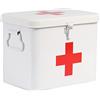 ZoeQide Porta Medicine, Contenitore Per Medicine Domestiche, Organizer Medicinali 2 Strati in Metallo, Cassetta Pronto Soccorso, Adatto allo Stoccaggio di Prodotti Farmaceutici 20.5 x 13.5 x 16.5 Cm - Bianco