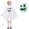 NebulaGlam Costume per Bambini con Fantasma, Costume Fantasma Bambino da Halloween, Mantello con Volto Fantasma, Mantello Bianco Fantasma per Bambino Halloween (Bianco)