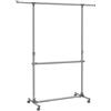 SONGMICS Appendiabiti Attaccapanni Porta Abiti a rotelle con ruote in acciaio altezza larghezza regolabile Stand Stender 2 Aste, tubo rivestito di acciaio inox LLR401