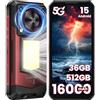 OUKITEL WP56 Rugged Smartphone 5G Andriod 15, 36GB+512GB Telefono Indistruttibile 16000mAh, 1200LM Luce Campeggio, 108MP+32MP, Rugged Phone 128dB Altoparlante, 120Hz 6.8" FHD+, OTG/NFC/GPS