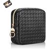 Playexen Trousse Donna Trucchi Beauty Case Piccola Pelle Pu Pochette Portatrucchi da Borsa da Viaggio per Cosmetica Organizer Piccolo Astuccio Trucco Portatile Accessori Makeup per Ragazza Compleanno Nero