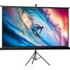 HOMCOM Telo Proiettore Pieghevole da 100" Formato 16:9 con Treppiede Regolabile, 235.8x8x136 cm, Nero | Aosom Italy