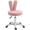 HOMCOM Sedia da Scrivania a Orecchie di Coniglio ad Altezza Regolabile e Rivestita in Pile Teddy Rosa, 53x53x70-84 cm | Aosom Italy