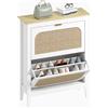 HOMCOM Scarpiera Slim Stile Boho con 2 Cassetti Ribaltabili per 14 Paia di Scarpe, 80x24x95.5 cm, Bianco | Aosom Italy