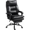 HOMCOM Sedia per Scrivania ad Altezza Regolabile e Reclinabile fino a 135°, in Pelle PU Nera, 65x76x113-121 cm | Aosom Italy