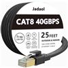 Jadaol Cat7 Ethernet Cable Flat, Shielded (STP) with Snagless Rj45 Connectors - 25 Feet Black (7.62 meters)