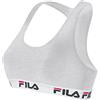 FILA Reggiseno Donna Cotone, Reggiseno Sportivo, Senza Ferretto, Grigio, Taglie S