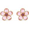 Swarovski Orecchini a lobo Florere, Fiore, Rosa, Placcato color oro