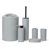 GMMH - Set di 6 accessori da bagno, con dispenser per sapone, porta saponetta e scopino per WC (modello 2a, grigio chiaro)