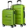ITACA - Set valigie - Set Valigie Rigide Offerte. Valigia Grande Rigida, Valigia Media Rigida e Bagaglio a Mano. Set di Valigie con Lucchetto Combinazione TSA, Pistacchio