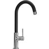 PIRALLA Rubinetto Miscelatore monoforo per lavello cucina Piralla serie Essenza con bocca alta orientabile 0ES00104YOB16 nero opaco e cromato