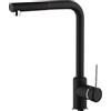 PIRALLA Rubinetto Miscelatore monoforo per lavello cucina Piralla serie Lione con canna alta orientabile e doccia monogetto estraibile 0LIYO103A21 nero opaco