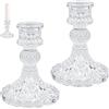 LPEPLL 2 Pezzi Portacandele in Vetro, Candelabro Vintage per Candele a Bastoncino, Porta Candele da Tavolo per Matrimonio, Compleanni, Natale, Centrotavola Decorativo