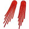 Clearine Orecchini Nappe da Sposa per Donna Scintillio Strass Cristallo Goccia Lampadario Lungo pendenti Bohemien Colore rubino Rosso-Tone