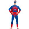 SMIFFYS Costume da Wallyman, blu e rosso, con tuta, mantello integrato, slip e maschera Halloween