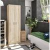 Dmora - Armadio multiuso 2 ante Portsmouth, Mobile ausiliario, Guardaroba porta scarpe moderno, Scarpiera verticale, 59x37h180 cm, Rovere