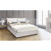 Talamo Italia Letto Matrimoniale Nora, Letto Contenitore con Rivestimento in Ecopelle, 100% Made in Italy, Apertura Frontale, con Materasso Cm 160x190 Incluso, Bianco
