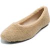 Feversole Ballerina Peluche Fluffy Colorata con Cuscino in Memory Foam per amaretti da Donna Beige Taglie 40 EU