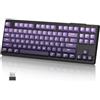 MAMBASNAKE M87 TKL 87 tasti - Tastiera da gioco wireless a doppia modalità, Bluetooth/2,4 GHz, tasti a sfera in PBT, 4000 mAh, tastiera a membrana retroilluminata arcobaleno a colori misti - Viola