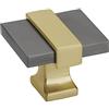 Amerock Pomello per armadietto, cromato nero/oro spazzolato, lunghezza 35 mm, Overton, confezione da 1, pomello per cassetti, hardware per armadietti