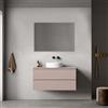 MedaHome Mobile bagno sospeso 100 cm Rosa Retrò per Lavabo d'appoggio Specchio Quadro - Fiji Paint Top