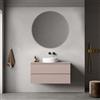 MedaHome Mobile bagno sospeso 100 cm Rosa Retrò per Lavabo d'appoggio Specchio Tondo - Fiji Paint Top