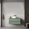 MedaHome Mobile bagno sospeso 100 cm Verde Salvia per Lavabo d'appoggio Senza Specchio - Fiji Paint Top