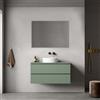 MedaHome Mobile bagno sospeso 100 cm Verde Salvia per Lavabo d'appoggio Specchio Quadro - Fiji Paint Top
