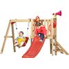 Outsunny Set con Scivolo e Altalena da Giardino per Bambini Età 18-48 Mesi, in Legno e Plastica, Rosso|Aosom