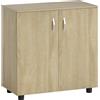 Vinsetto Mobile Ufficio Portadocumenti Multiuso con Serratura, 2 Ante e Mensola Interna, 80x40x80 cm, Rovere | Aosom Italy