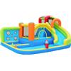 GL Store Castello gonfiabile con soffiatore, parco acquatico multifunzionale e parco trampolini per bambini con scivolo d'acqua, canestro da basket e parete da arrampicata, 410x315x203 cm, Blu