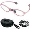 Kodilin Occhiali Da Lettura Donna 1.0 Uomo Leggero Telaio TR, Occhiali Luce Blu per PC con Corda e Custodia, Rosa