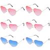 Zythrem 6 Occhiali da Sole Hippy Occhiali da Sole a Forma di Cuore, per Donna Vintage Moda Amore Forma Oro Telaio, per Hippie, Carnevale Decorazione per Feste in Maschera (Blu, Rosso e Rosa).