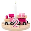 goki 60667 - Treno di compleanno in legno di lille, per tavolo decorativo di compleanno con numeri 1 2 3 4 5 6, in rosa, decorazione perfetta per feste di compleanno per bambini, 16 cm x 12 cm x 7 cm,