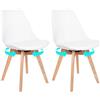 EGGREE Set di 2 Sedie da Pranzo Girevole,Sedia Girevole Senza Braccia, Sedie Imbottite con Gambe in Legno Massiccio, Bianco