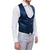 Evoga gilet panciotto uomo sartoriale doppiopetto raso blu elegante cerimonia (l)