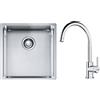 Franke Set lavello in acciaio Franke Box 127.0453.654, rubinetto da cucina Franke Lina 115.0693.228