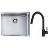 Franke Set lavello in acciaio Franke Box 127.0453.656, rubinetto da cucina Franke Lina 115.0626.053