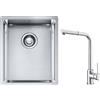 Franke Set lavello in acciaio Franke Box 127.0453.653, rubinetto da cucina Franke Sirius Side 115.0668.280