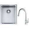Franke Set lavello in acciaio Franke Box 127.0453.653, rubinetto da cucina Franke Lina 115.0693.229