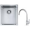 Franke Set lavello in acciaio Franke Box 127.0453.653, rubinetto da cucina Franke Lina 115.0693.228
