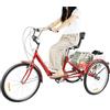 Quiltern Triciclo da 24 pollici, per adulti, 7 marce, 3 ruote, pieghevole, con cestino della spesa e luce LED, 3 ruote, per adulti, per uomini, donne, anziani