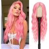 BUPPLER Cosplay Long Pink Wig 28 Inch Middle Part Sintic Wig Realistic Gifts Party Wigs for Women Daily Use Colorful Wigs (Rosa)