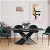 DEGHI Tavolo allungabile 140-180x90 cm top in ceramica nero opaco e gambe in metallo nero - Witter
