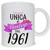 thedifferent Tazza Colazione Latte thè Mug Relax con grafica - Unica e favolosa dal 1961 anno di nascita - idea regalo Compleanno Natale Mamma Amica Sorella Nonna Zia