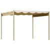 Outsunny Gazebo Pergola 3x3 m con Tettuccio Retrattile, 8 Viti e 8 Picchetti, in Poliestere 180g e Metallo, Cachi