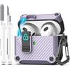 R-fun Compatibile con AirPods di terza generazione 2021 Custodia di ricarica, protezione completa contro le cadute Coperchio pop-up automatico Custodia con kit di pulizia e portachiavi,Lavneder